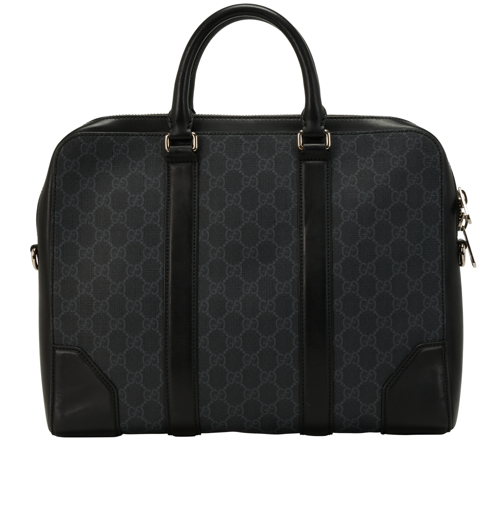 GG Supreme Briefcase, &pound;595, Handbags, Black, Canvas, Back view